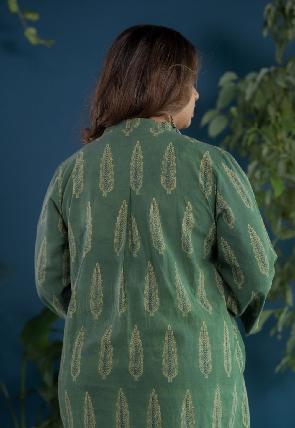 Harshi Green Ajrakh Cotton Straight Kurta
