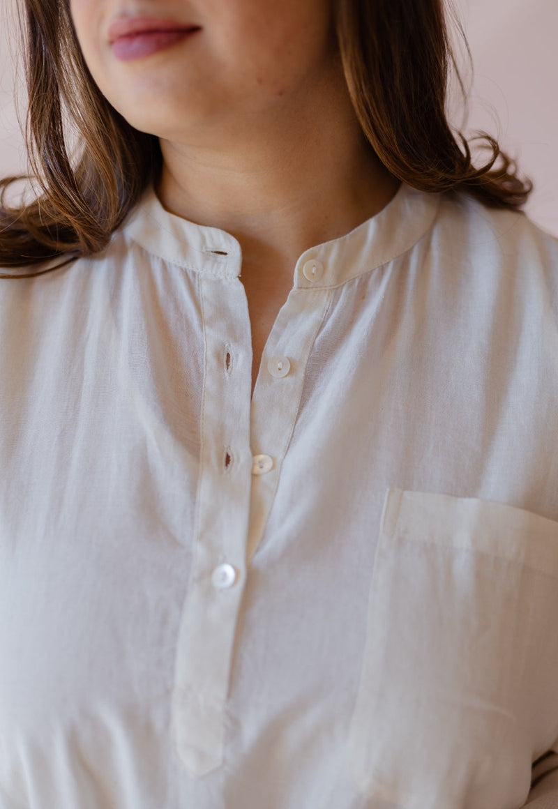 Hina Off White Solid Handloom Cotton Anti-Fit Kurta