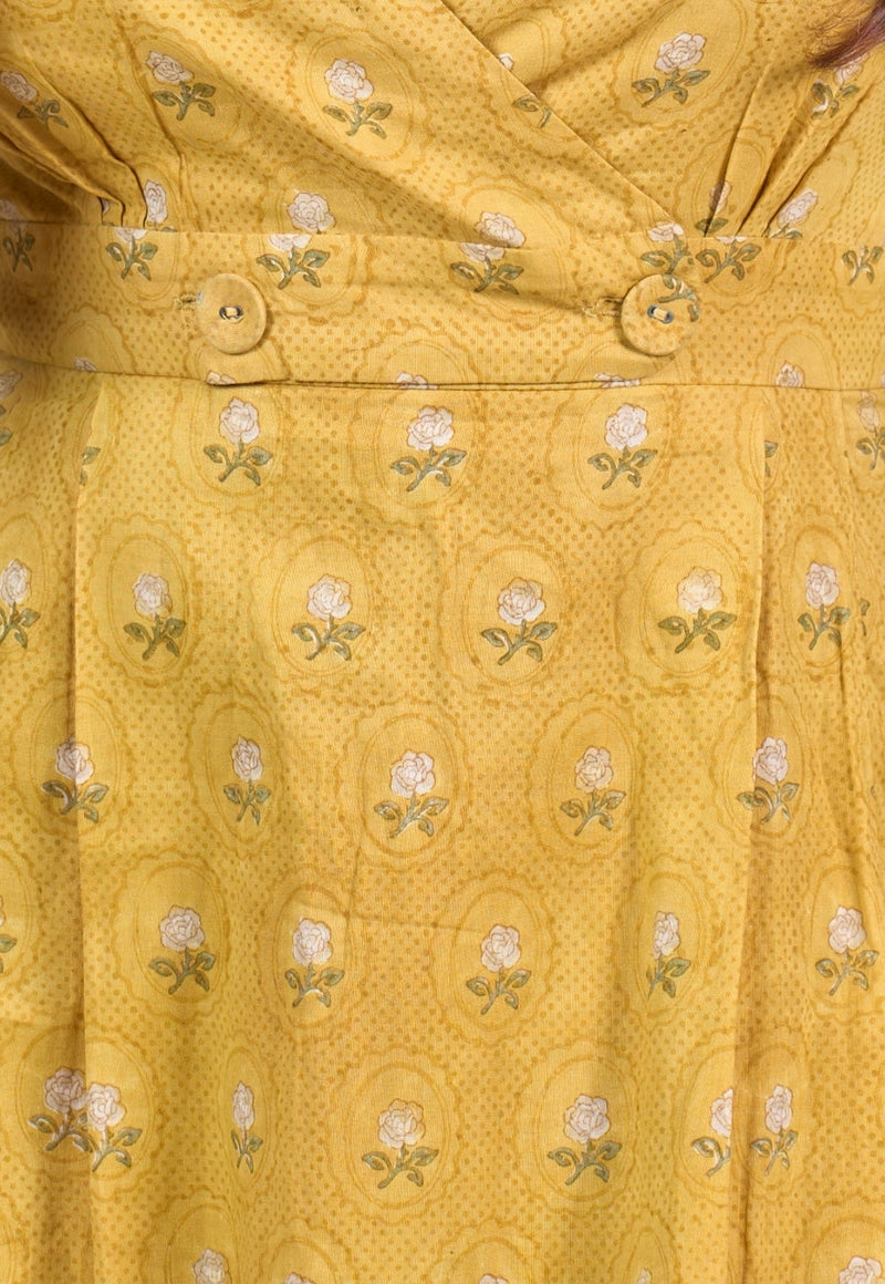 Jenny Yellow Sanganeri Mul Cotton A Line Dress