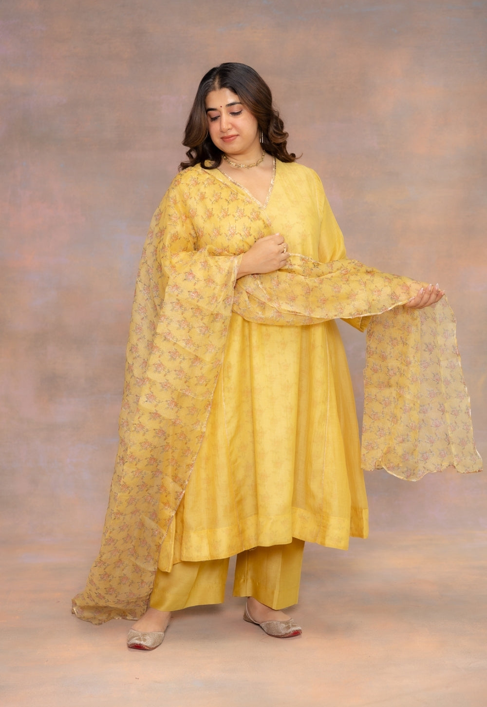 Yashi Yellow Solid Chanderi Silk Straight Pant