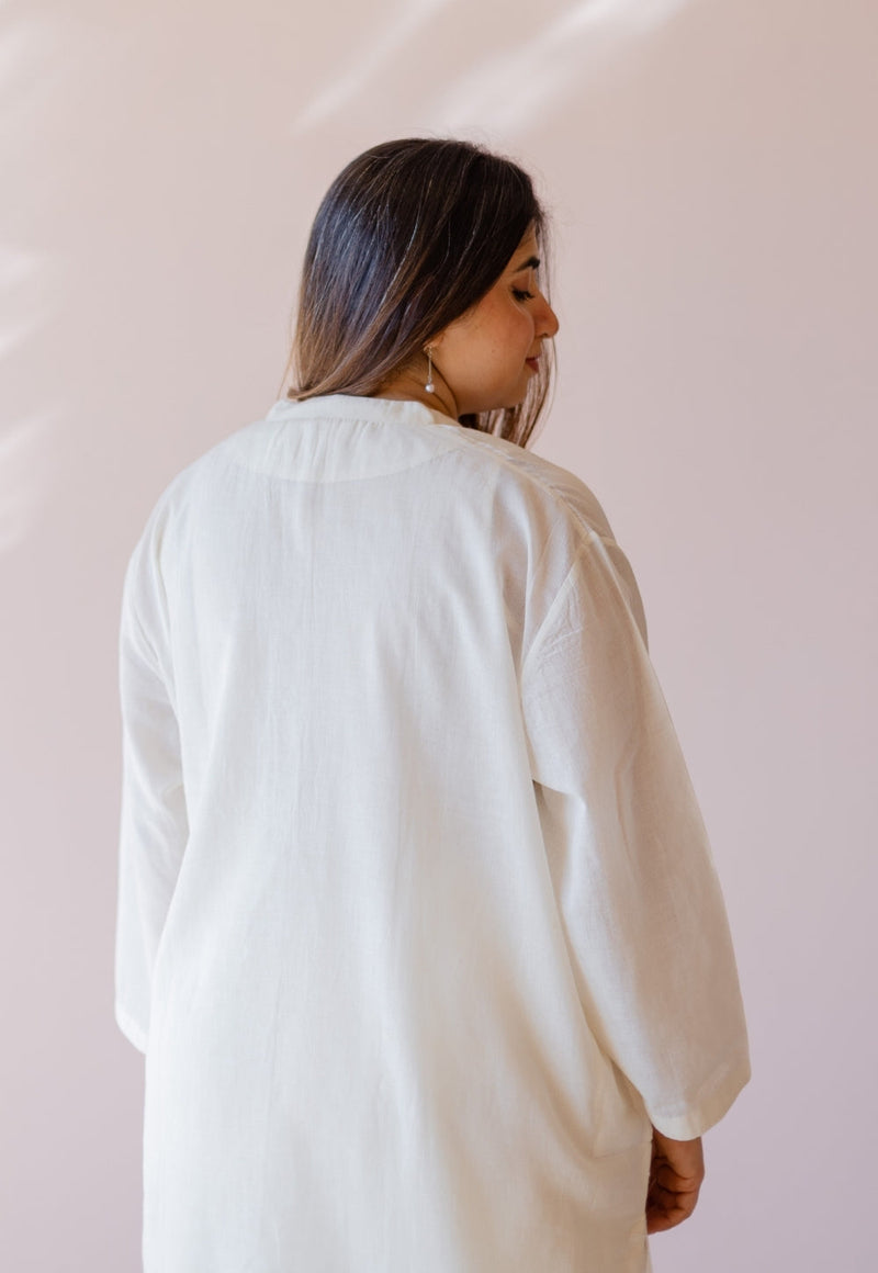 Hina Off White Solid Handloom Cotton Anti-Fit Kurta