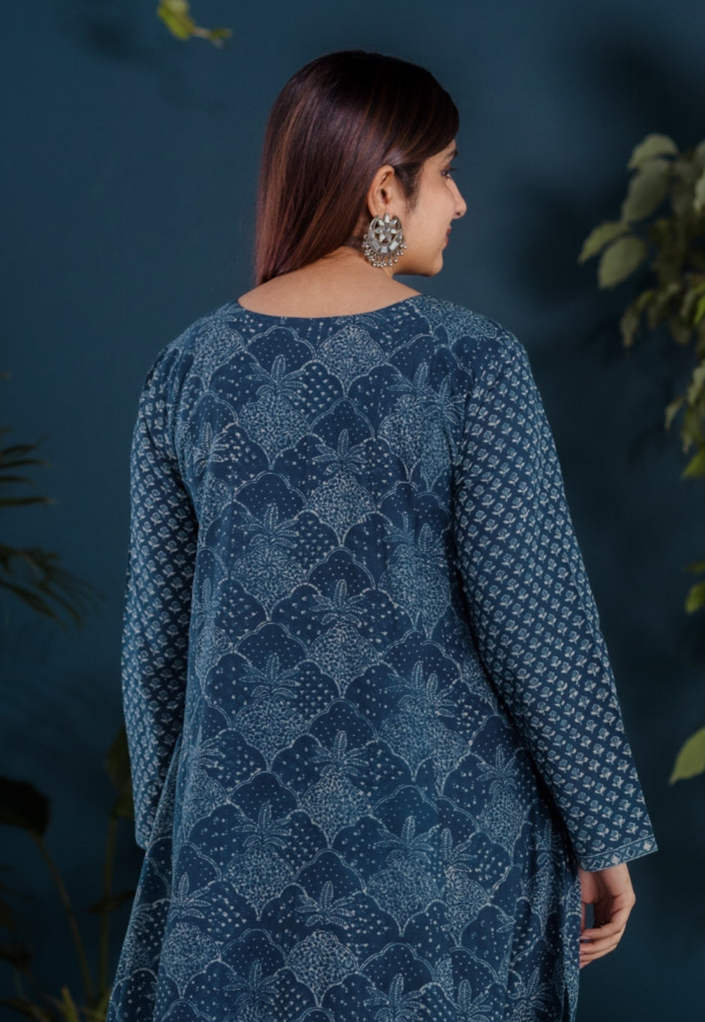 Raunak Blue Ajrakh Cotton Kali Kurta