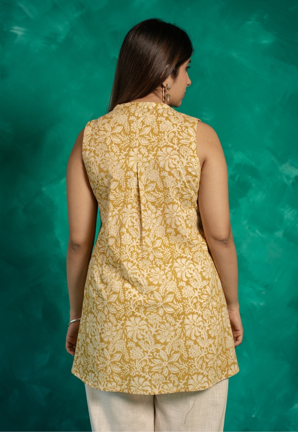Diana Yellow Bagru Cotton A Line Short Top