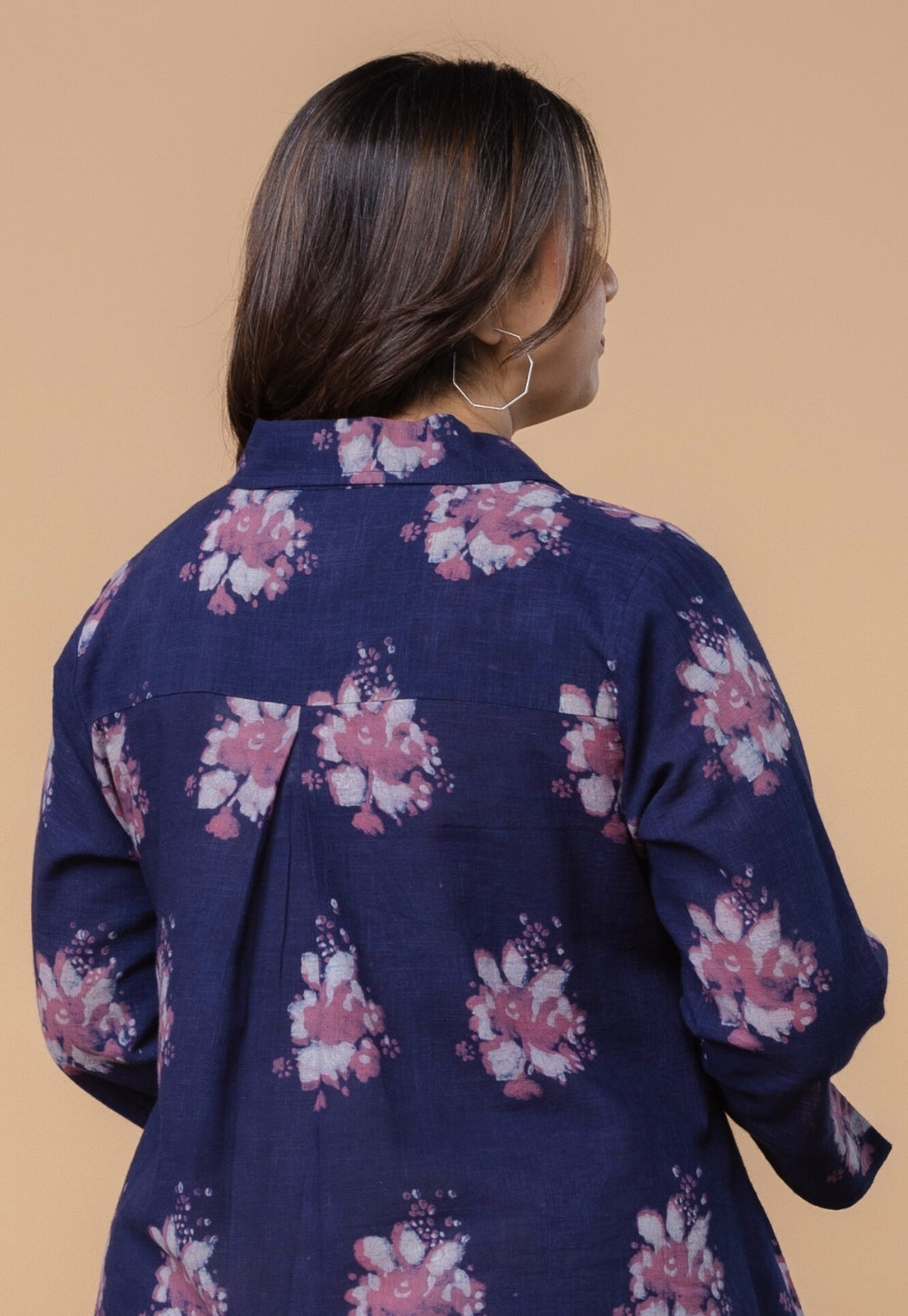 Mitali Purple Dabu Slub Cotton A Line Dress