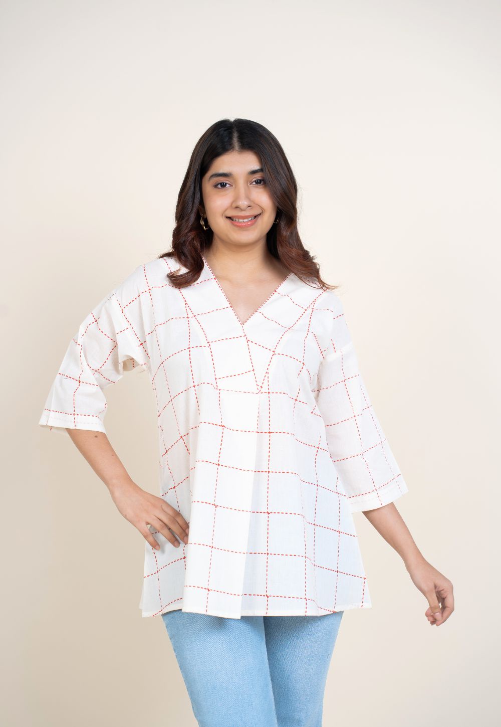 Kira White Dabu Cotton A Line Short Top