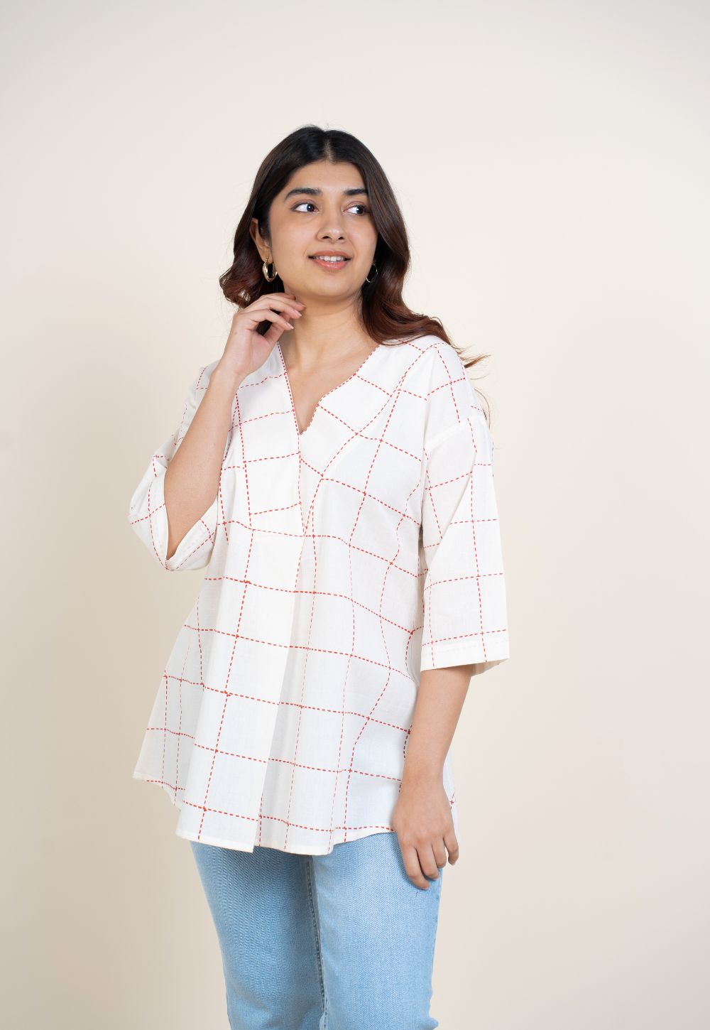 Kira White Dabu Cotton A Line Short Top