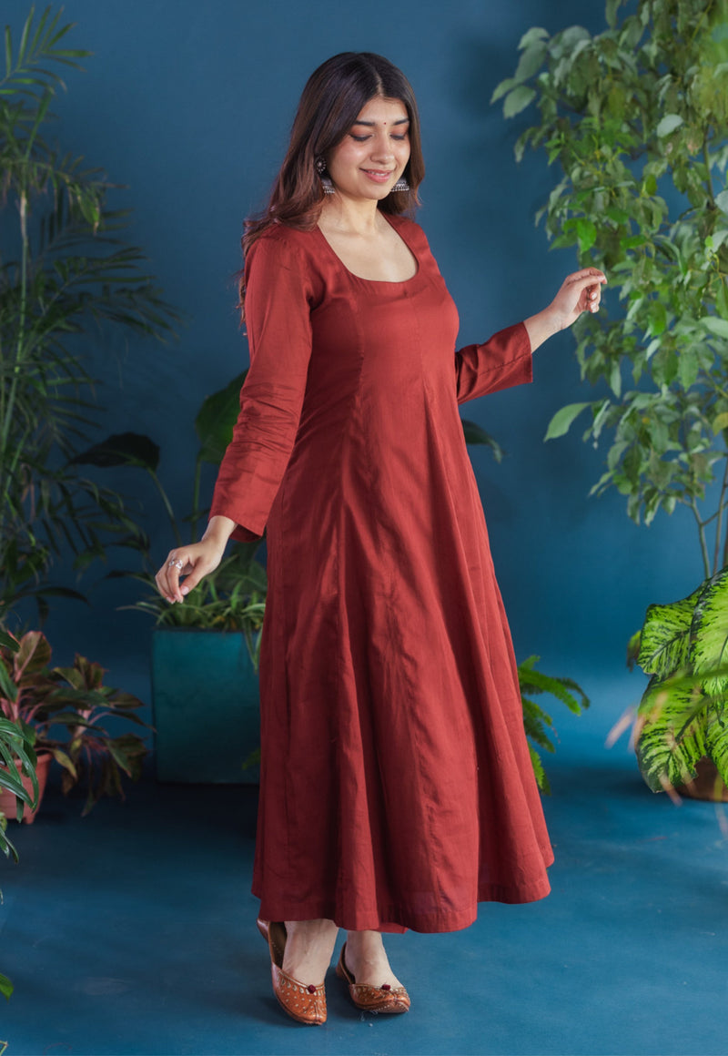 Rajvi Red Solid Mul Kali Kurta