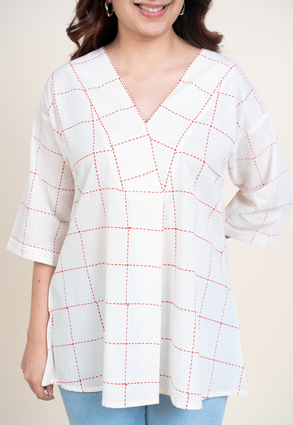 Kira White Dabu Cotton A Line Short Top