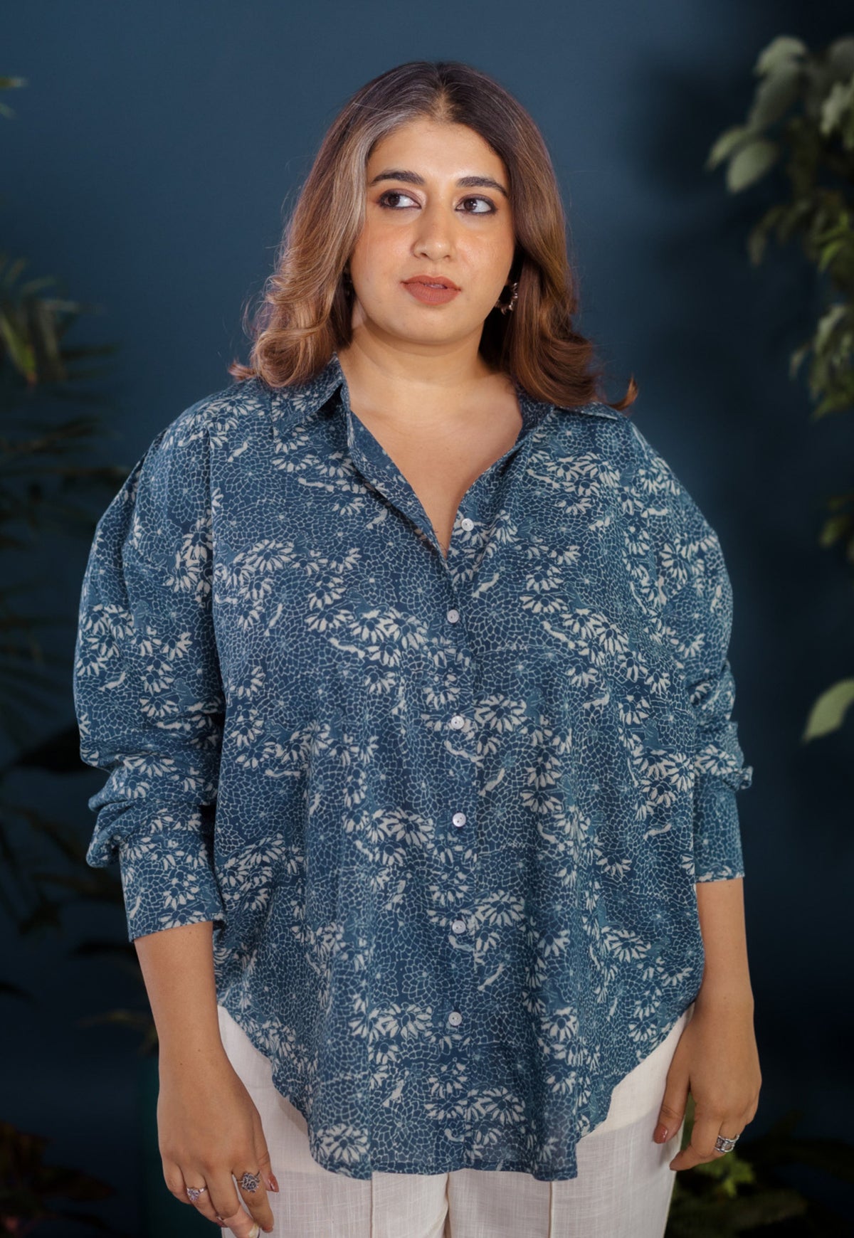 Ruhi Blue Ajrakh Cotton Straight Shirt