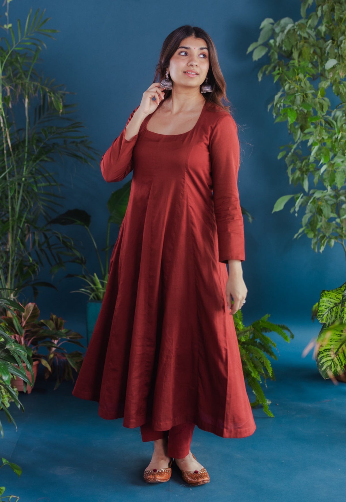Rajvi Red Solid Mul Kali Kurta