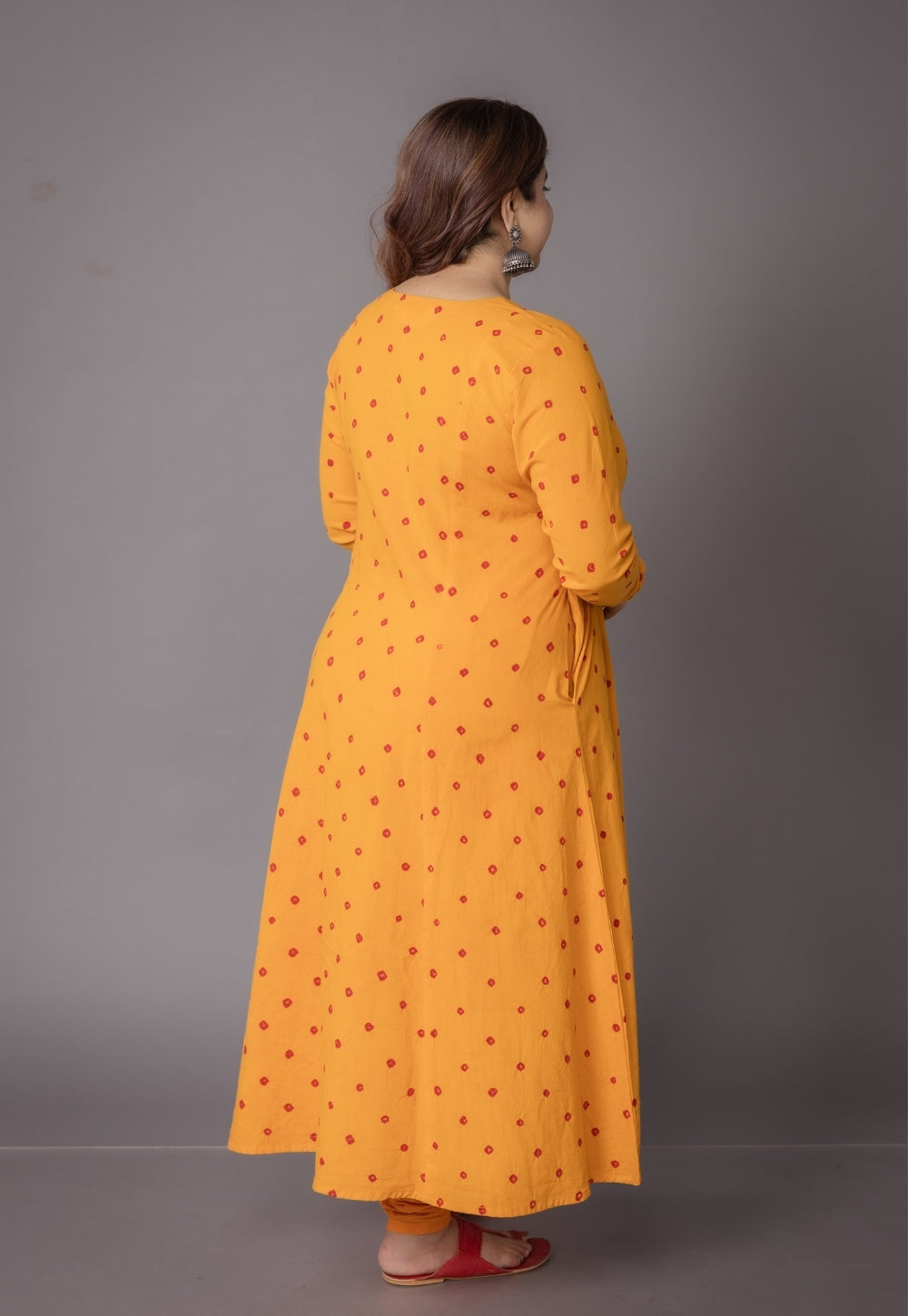 Akrita Yellow Bandhani Cotton Kali Kurta