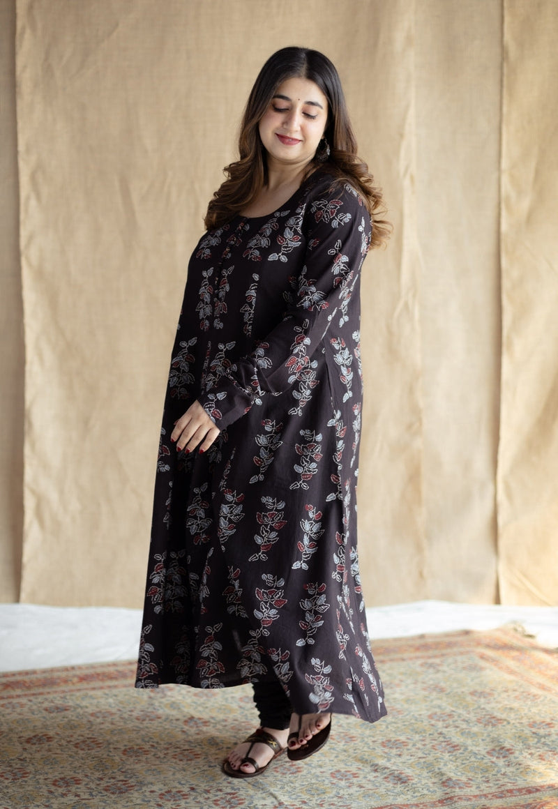 Akrita Black Ajrakh Cotton Kali Kurta