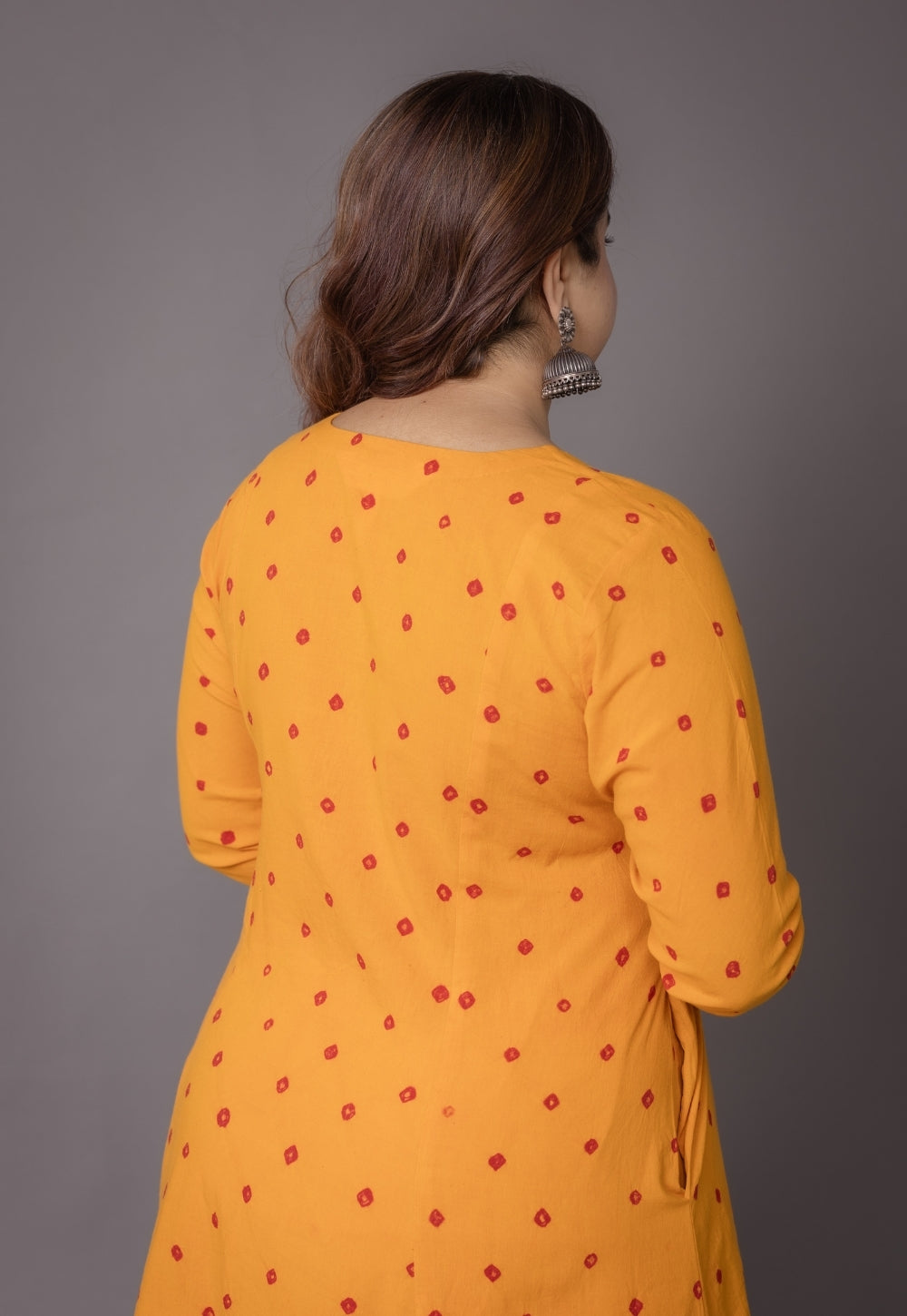 Akrita Yellow Bandhani Cotton Kali Kurta