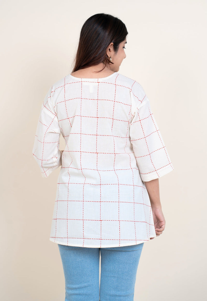 Kira White Dabu Cotton A Line Short Top