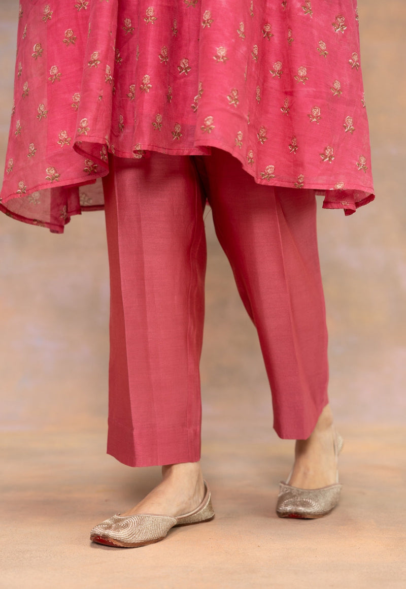Prita Pink Solid Chanderi Silk Narrow Pant