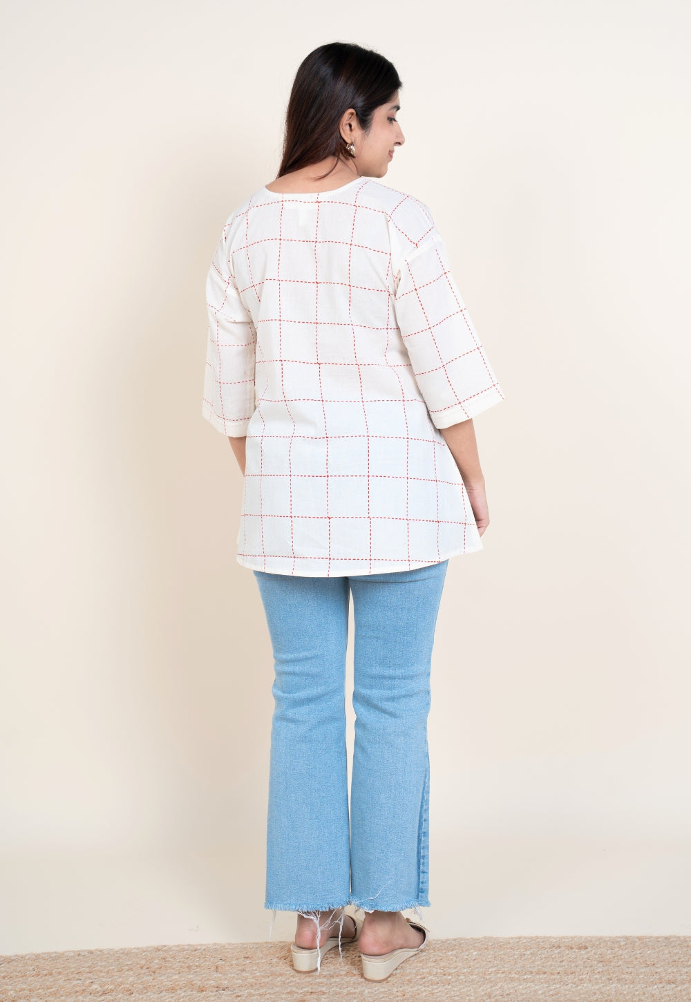 Kira White Dabu Cotton A Line Short Top