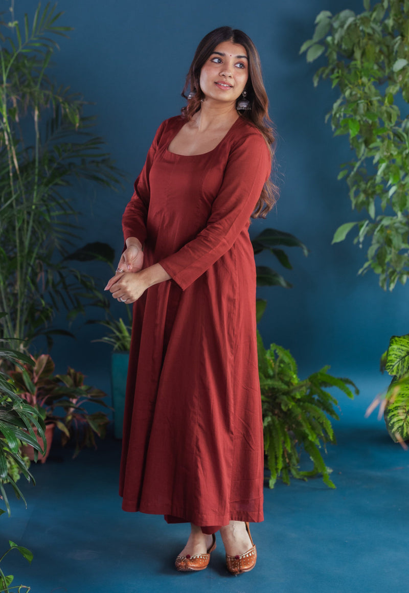 Rajvi Red Solid Mul Kali Kurta