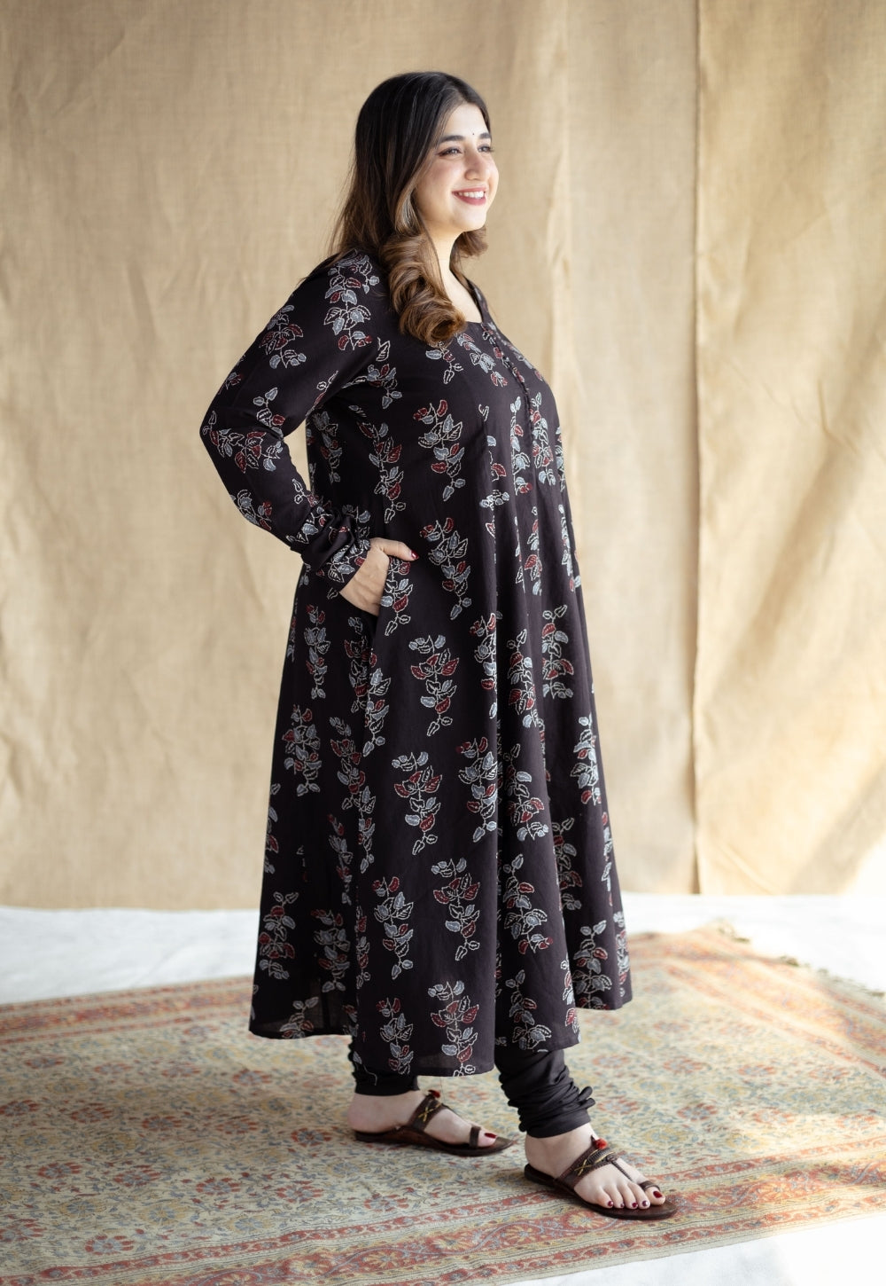 Akrita Black Ajrakh Cotton Kali Kurta