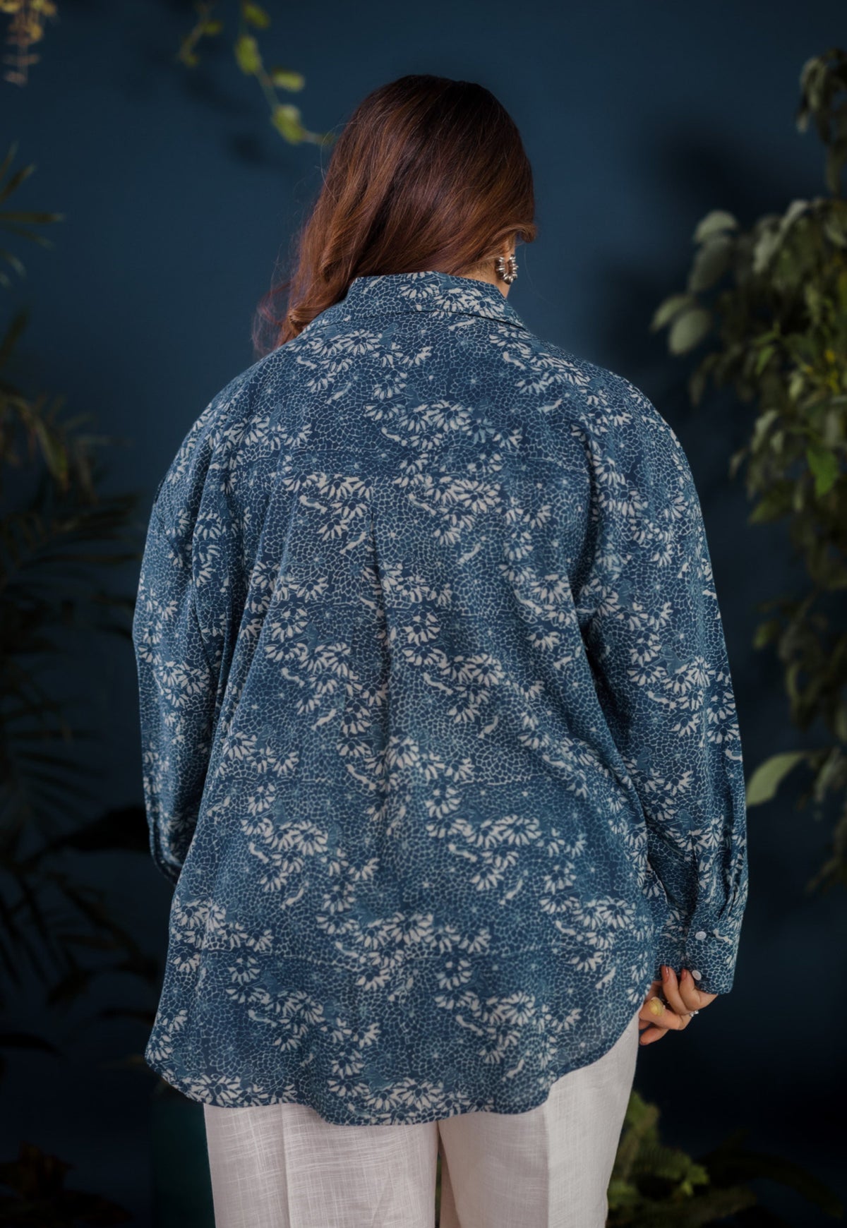 Ruhi Blue Ajrakh Cotton Straight Shirt