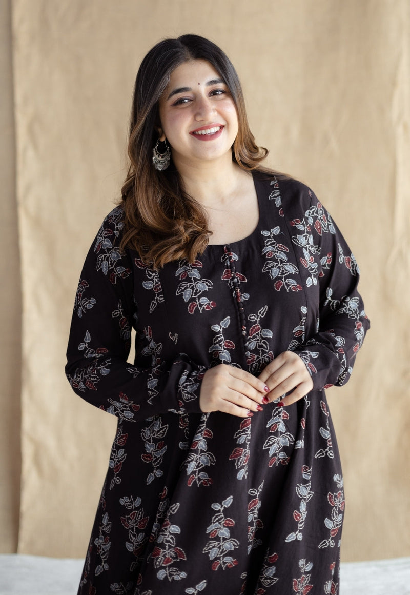 Akrita Black Ajrakh Cotton Kali Kurta