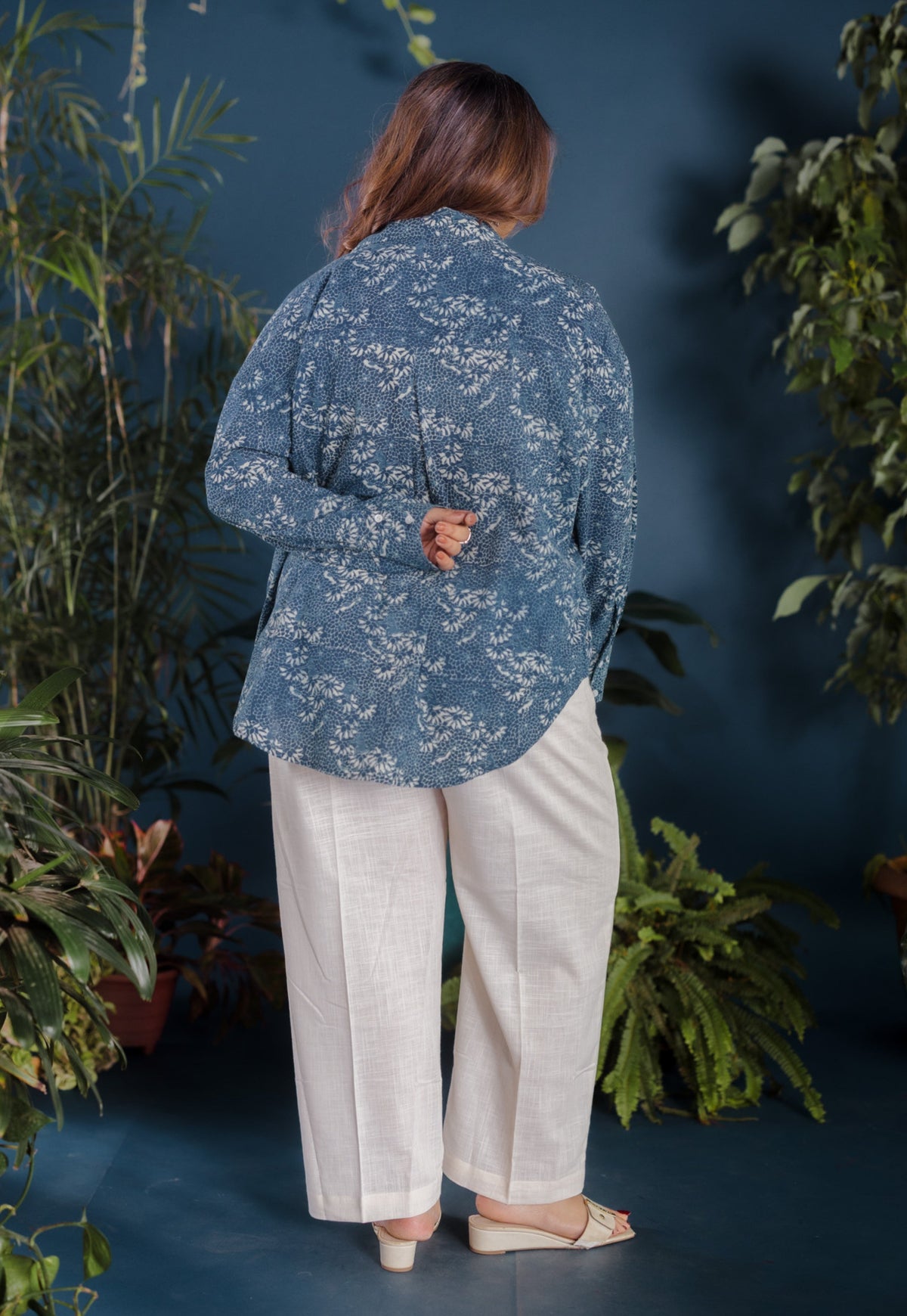 Ruhi Blue Ajrakh Cotton Straight Shirt