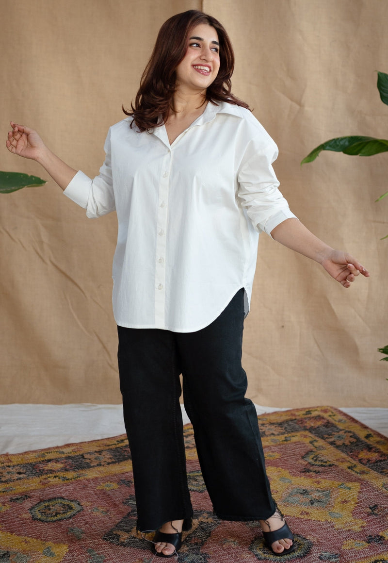 TIECO DyeVerse - White Poplin Cotton Embroidered Shirt