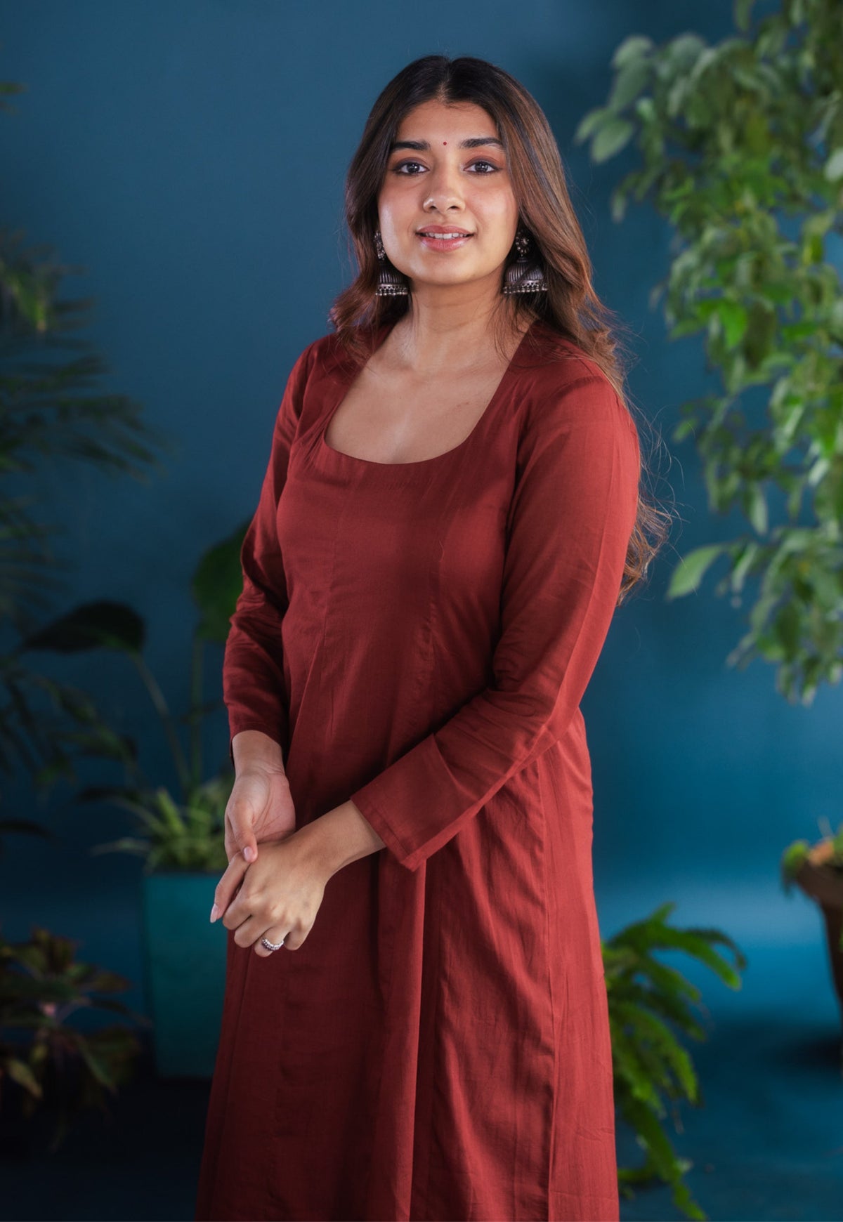 Rajvi Red Solid Mul Kali Kurta