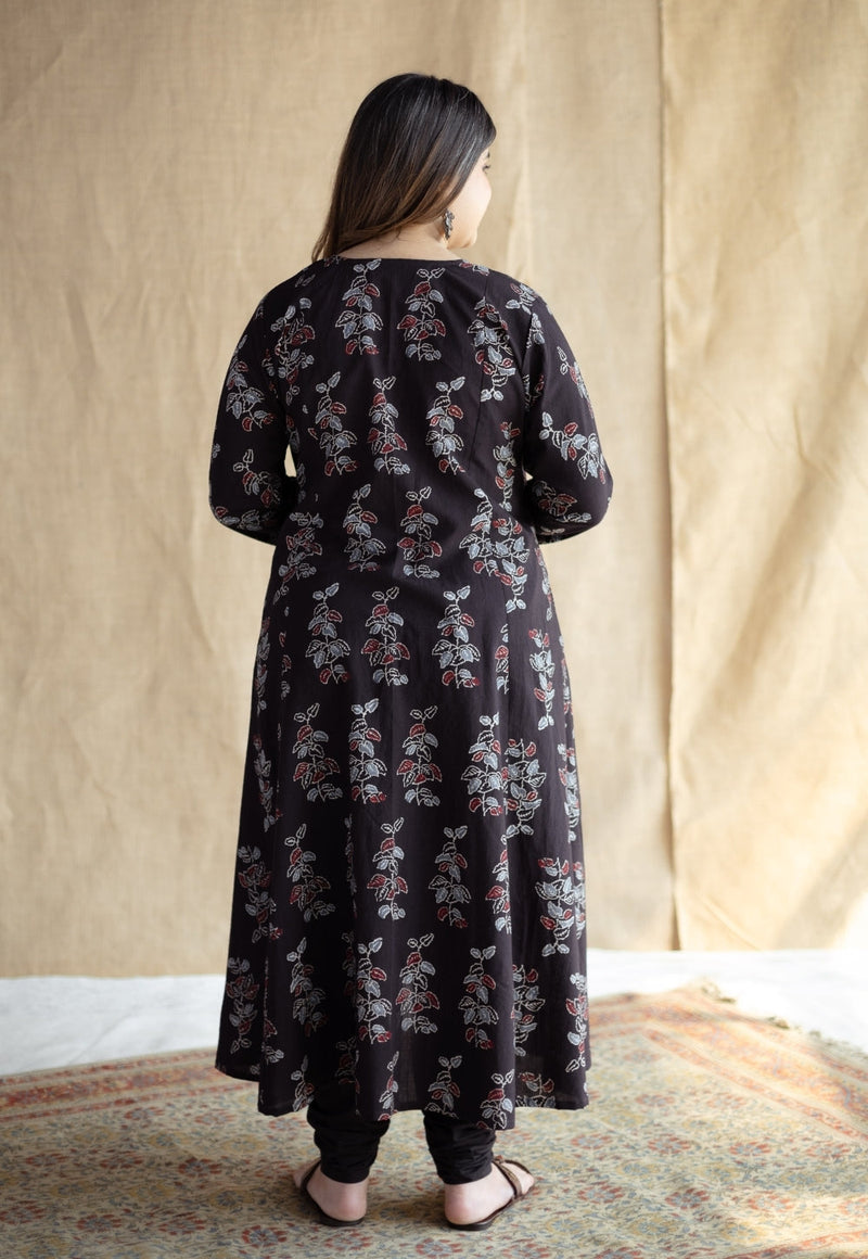 Akrita Black Ajrakh Cotton Kali Kurta