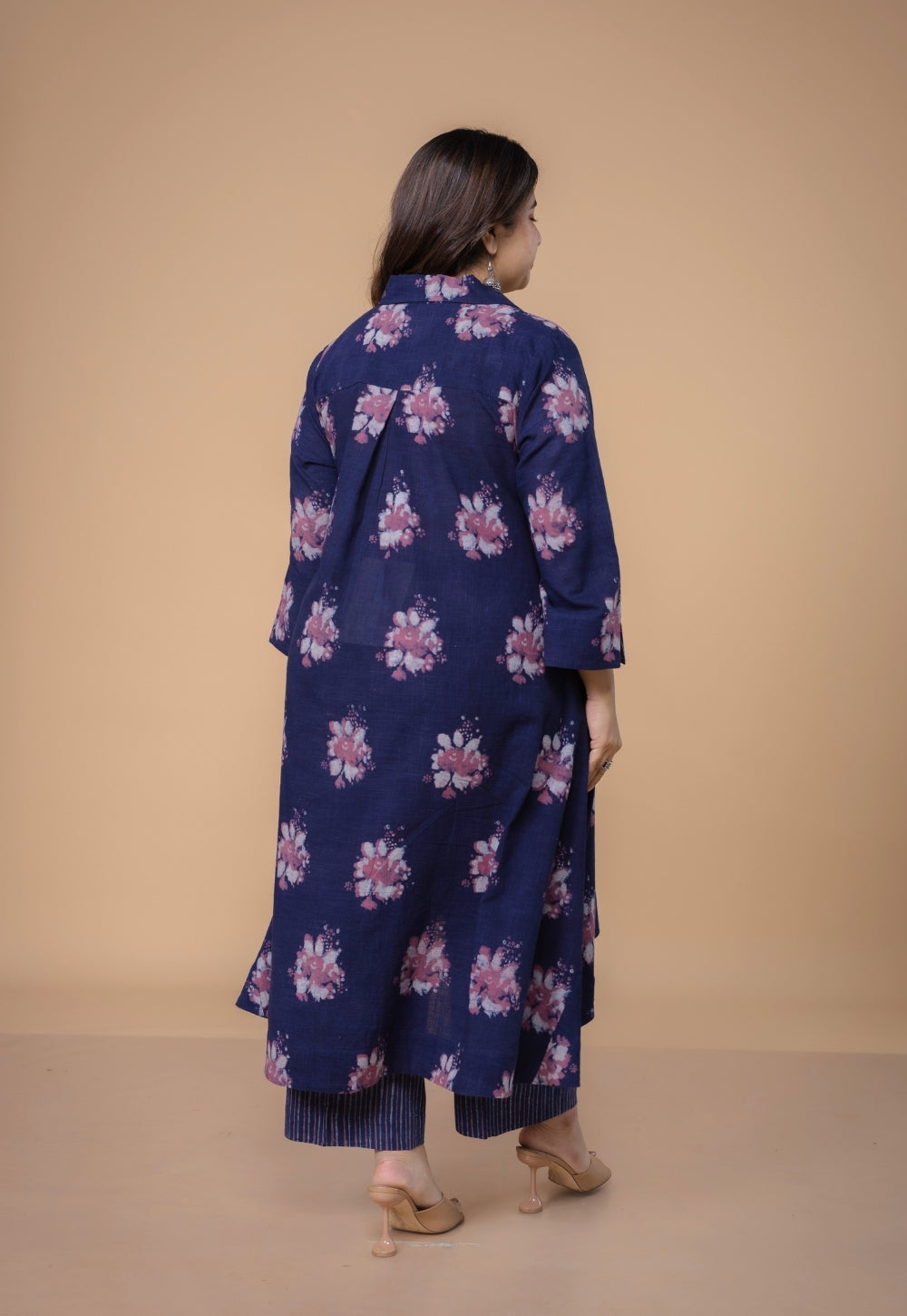Simran Purple Dabu Slub Cotton A Line Kurta