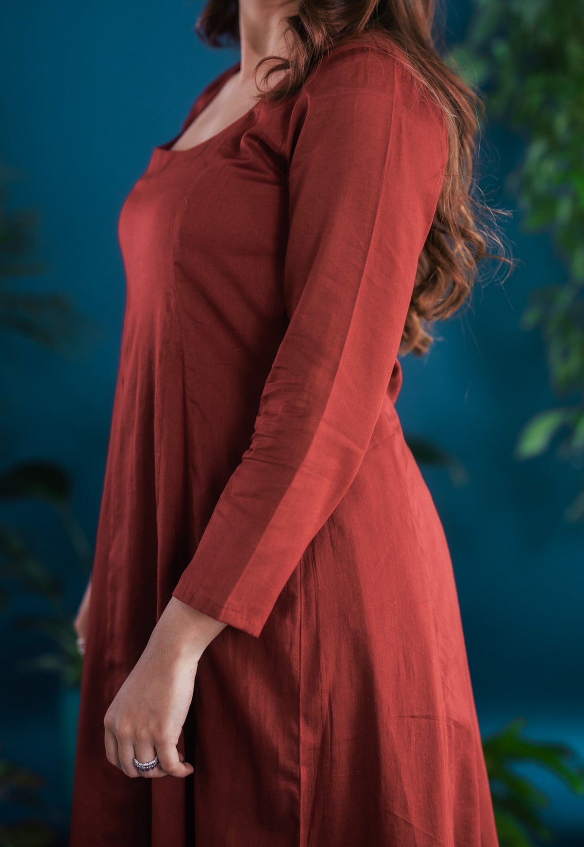 Rajvi Red Solid Mul Kali Kurta
