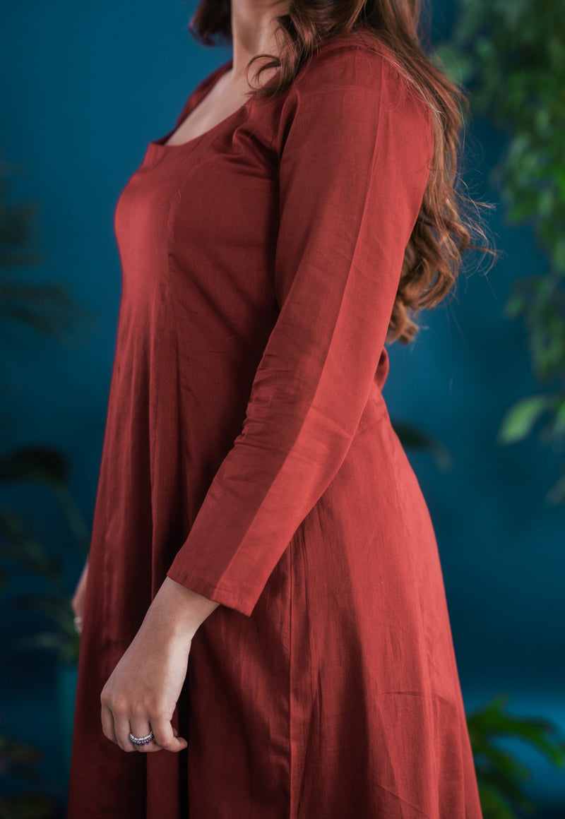 Rajvi Red Solid Mul Kali Kurta