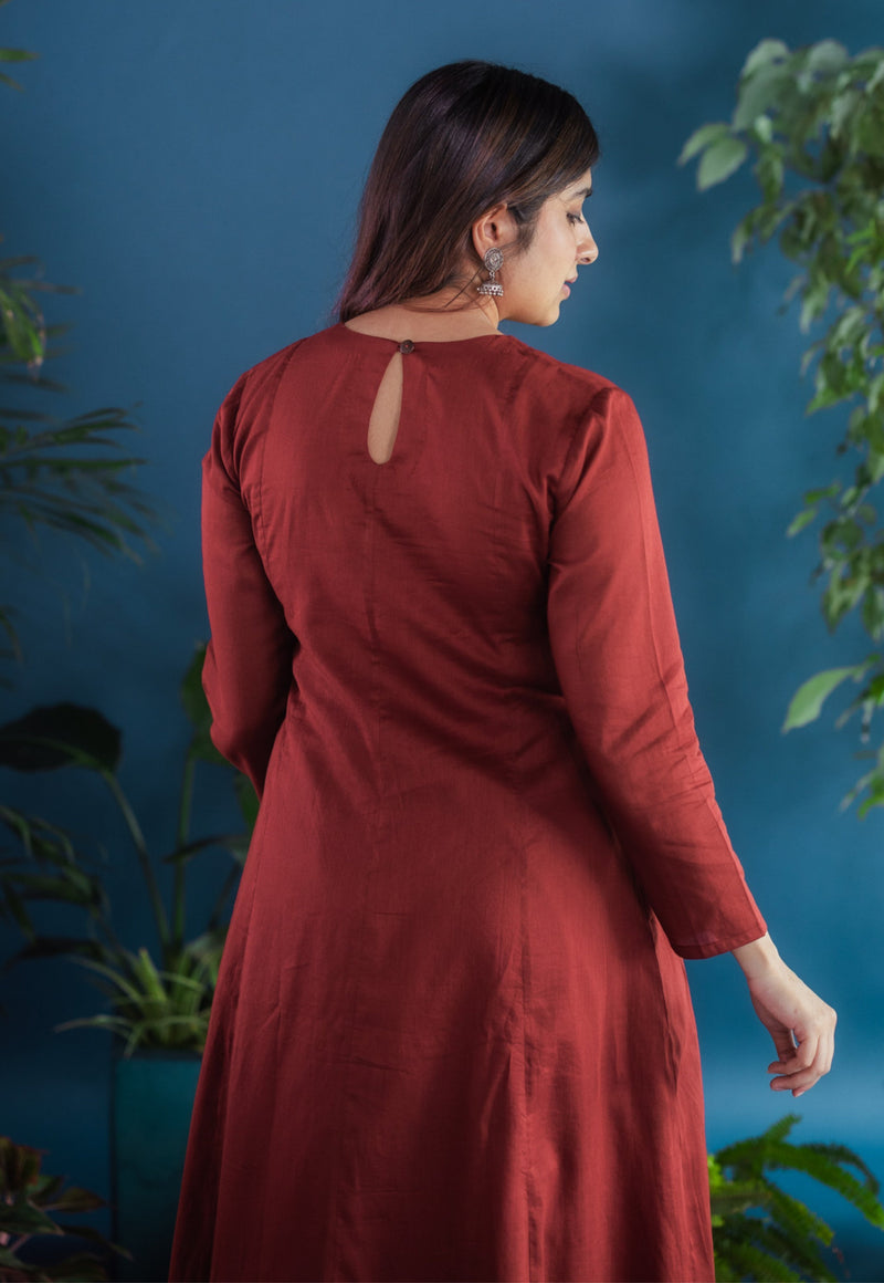 Rajvi Red Solid Mul Kali Kurta