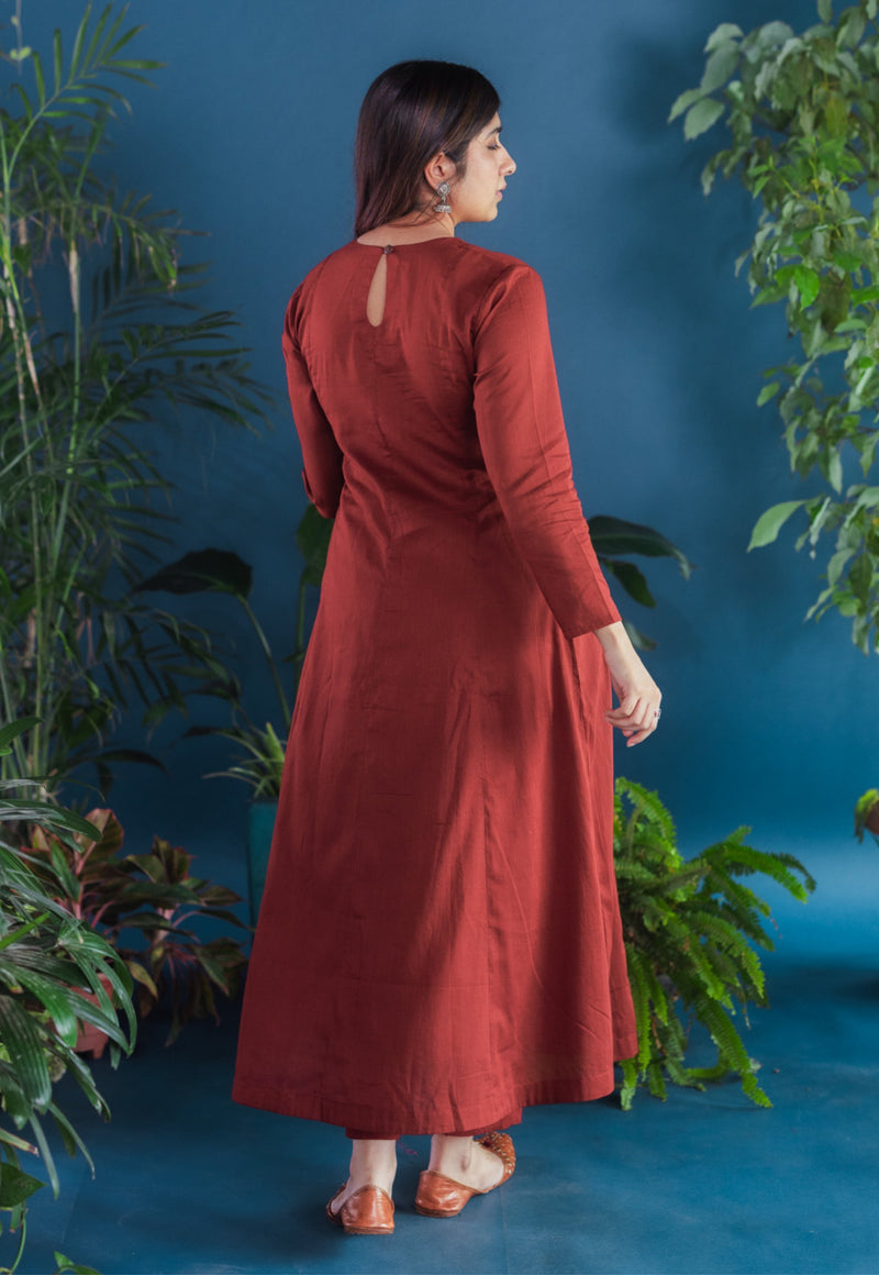 Rajvi Red Solid Mul Kali Kurta