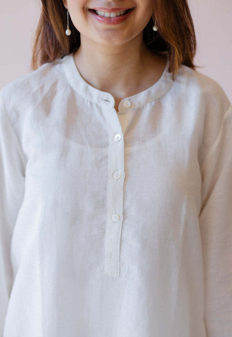 Poonam White Solid Handloom Cotton Anti-Fit Kurta