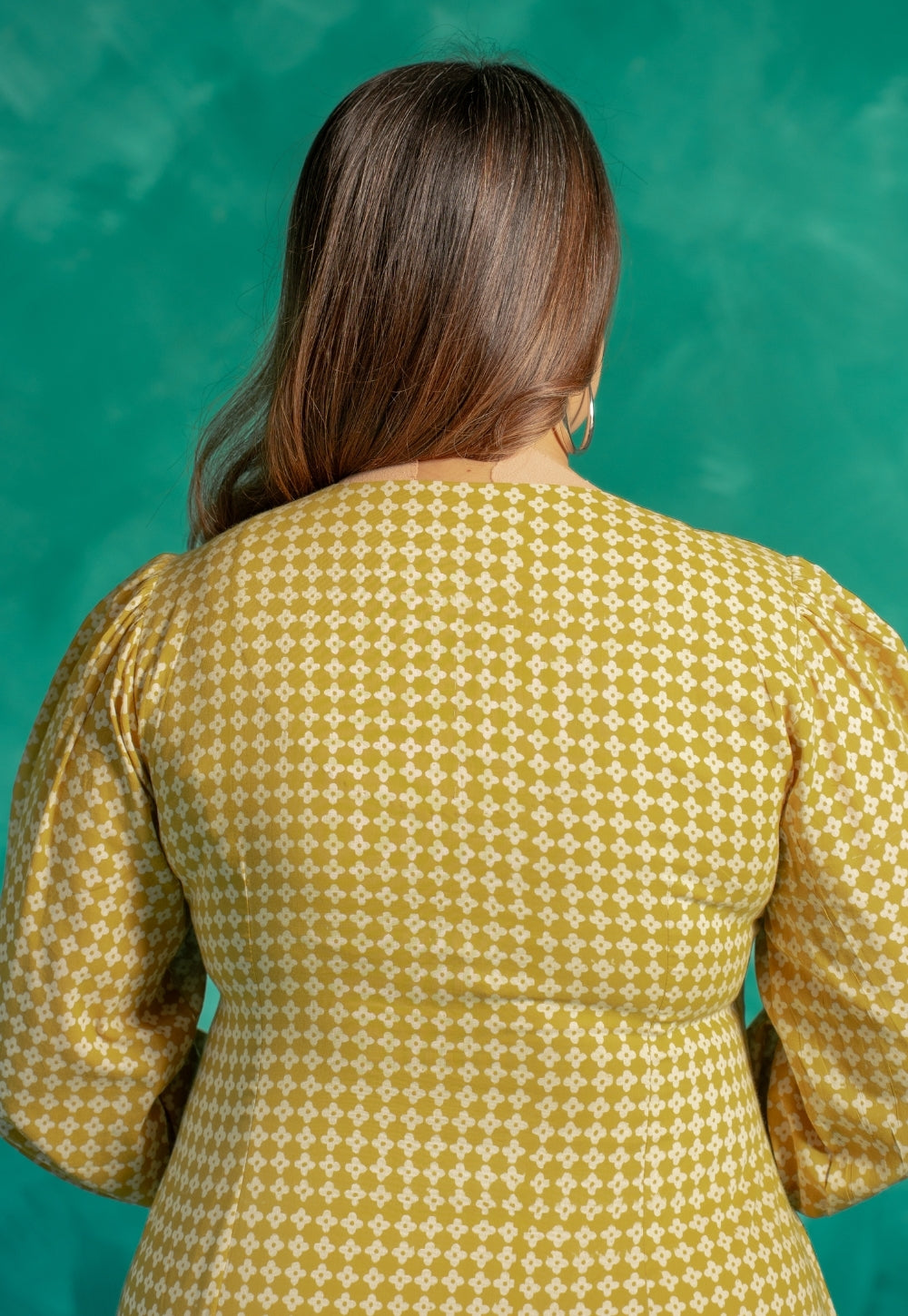 Eyza Yellow Bagru Cotton A Line Dress