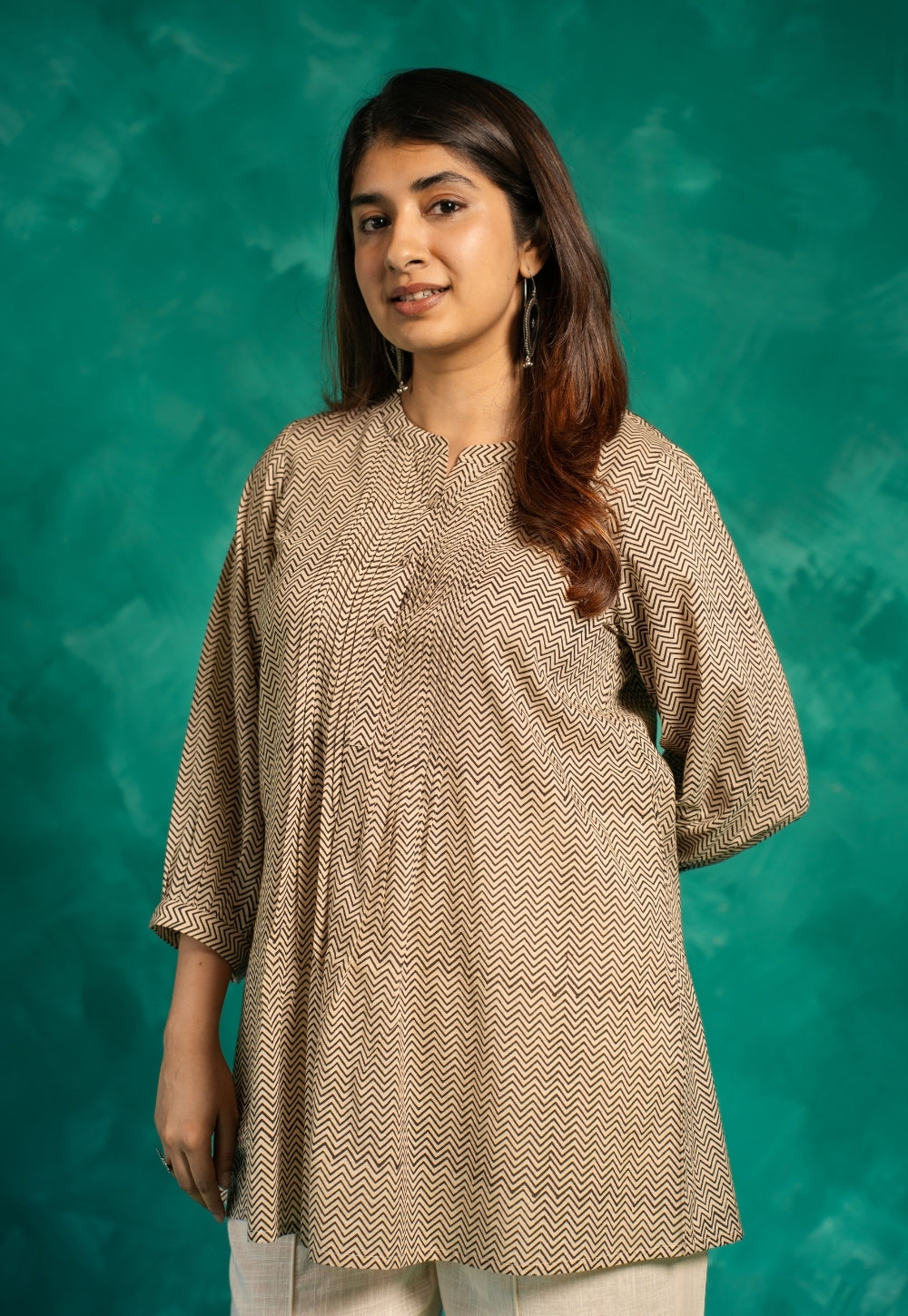 Faria Black Bagru Cotton A Line Short Top