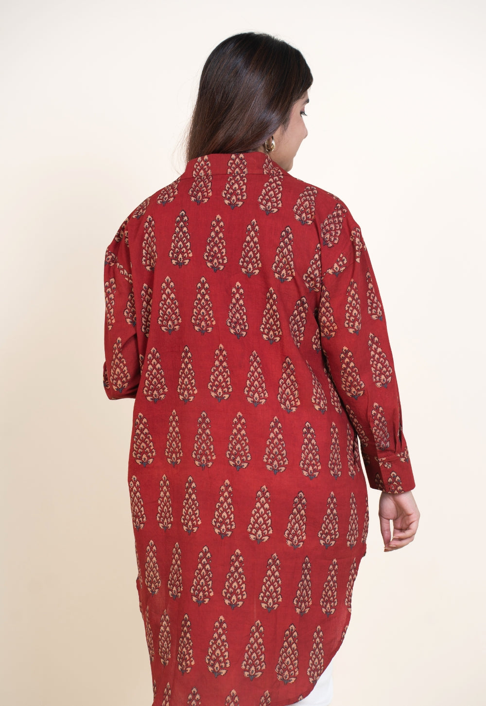 Cyra Red Ajrakh Cotton Anti-Fit Short Top