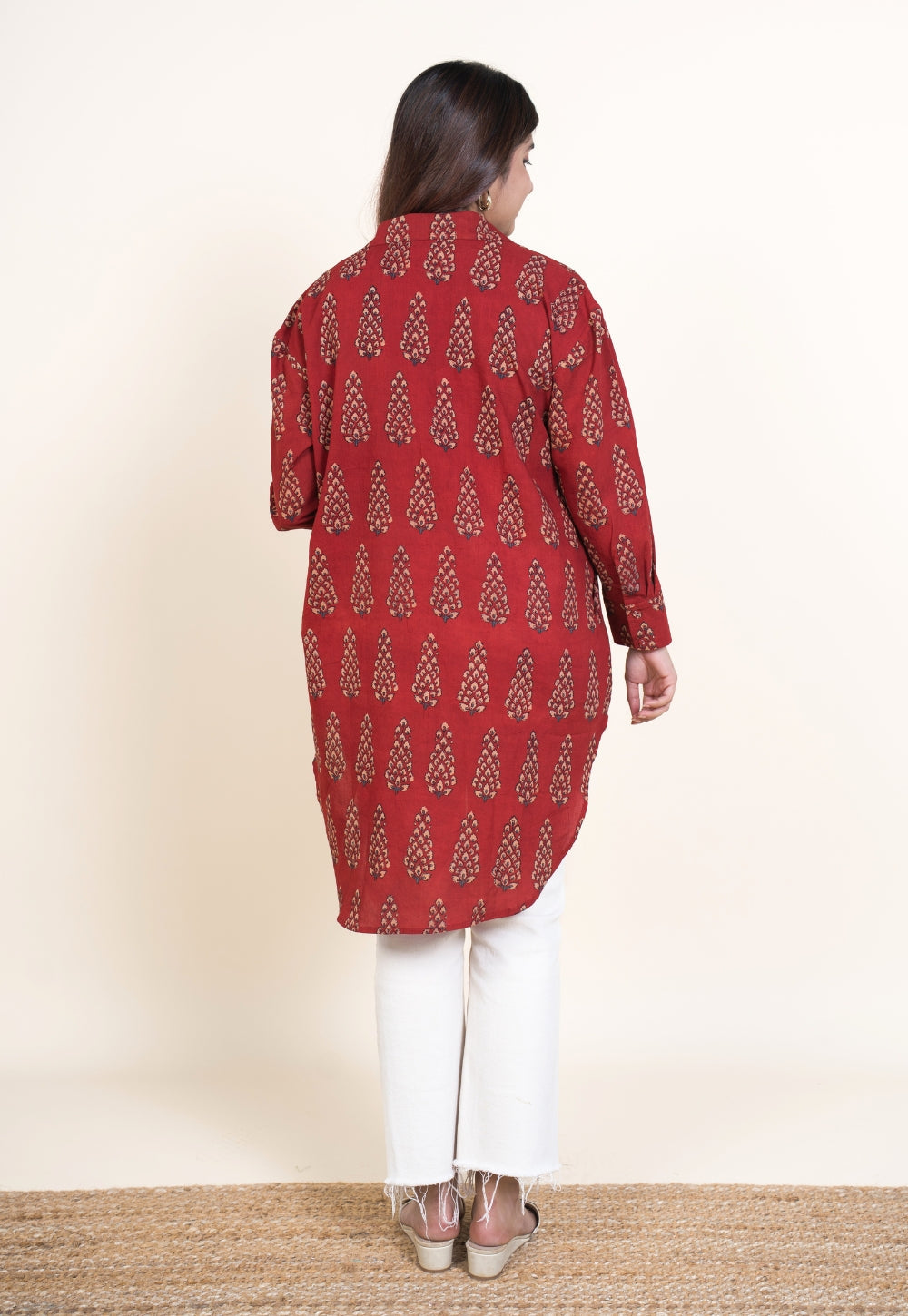 Cyra Red Ajrakh Cotton Anti-Fit Short Top