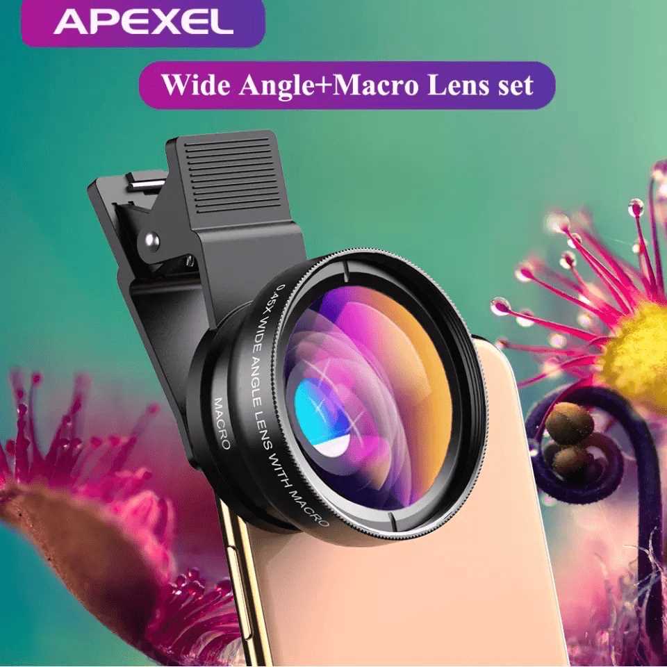 [Preorder] Apexel 2in1 0.45x Wide Angle + 12.5x Macro Smartphone Lens Combo engape1 engape44 Macro Wide Angle - APEXEL INDIA - Mobile Lens - Mobile Camera Lens - Cellphone Accessories - Phone Lens - Smartphone Lens