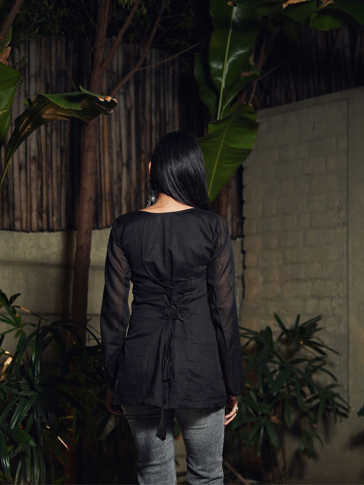 Kajal Black Mul Cotton Short Kurti