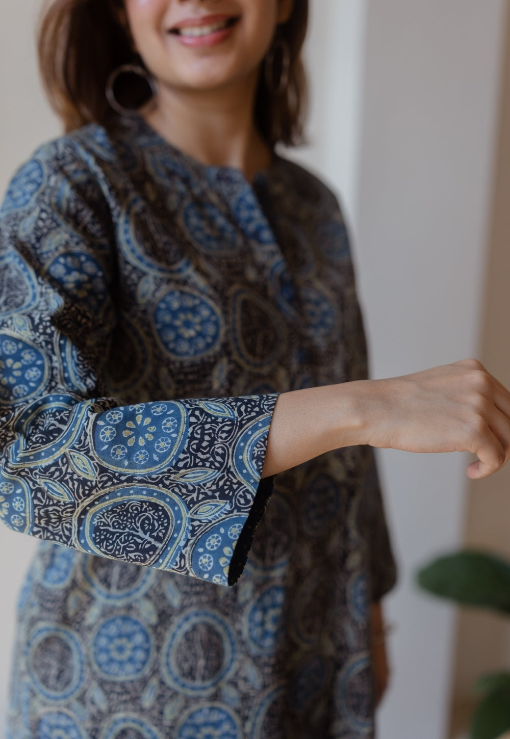 Aarna Black Ajrakh Cotton Straight Kurta