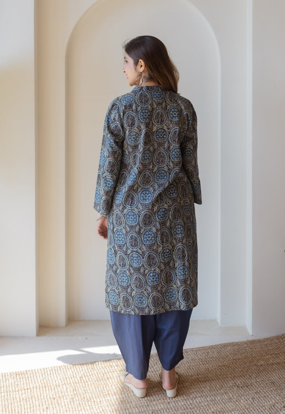 Aarna Black Ajrakh Cotton Straight Kurta