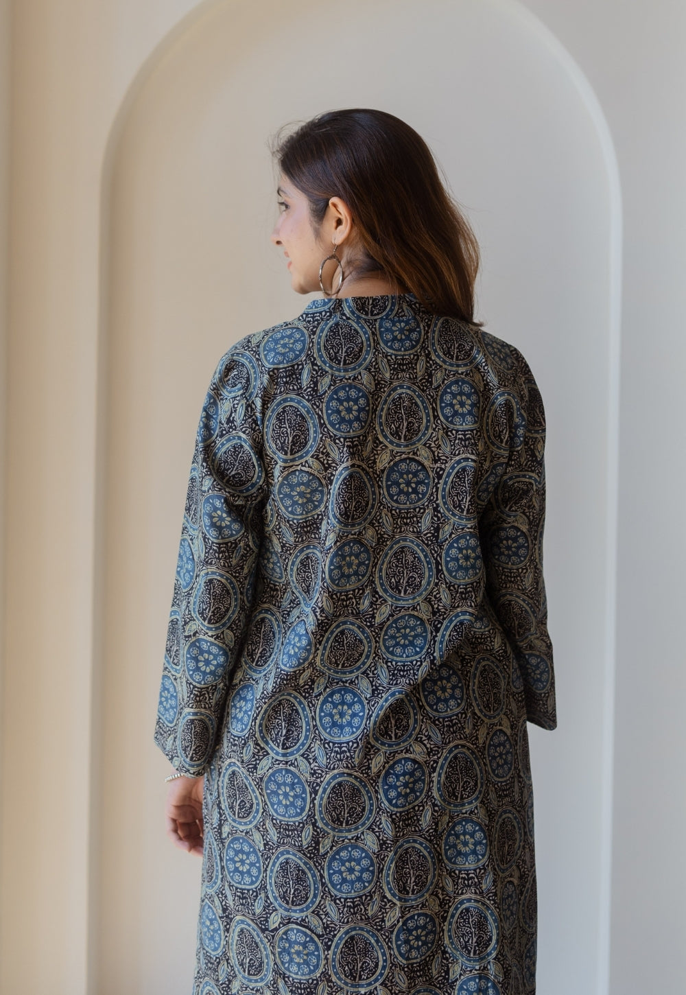 Aarna Black Ajrakh Cotton Straight Kurta