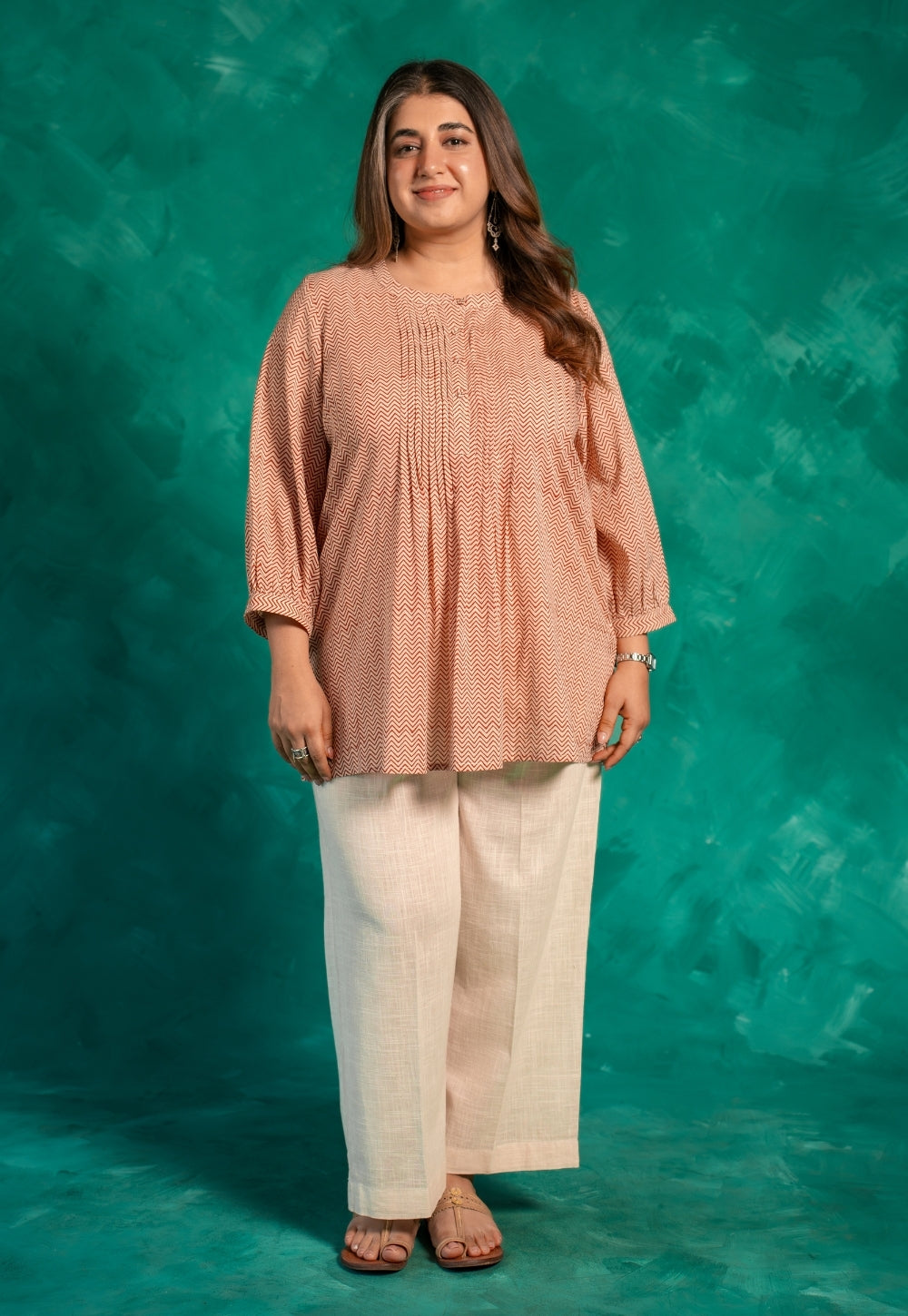 Faria Red Bagru Cotton A Line Short Top