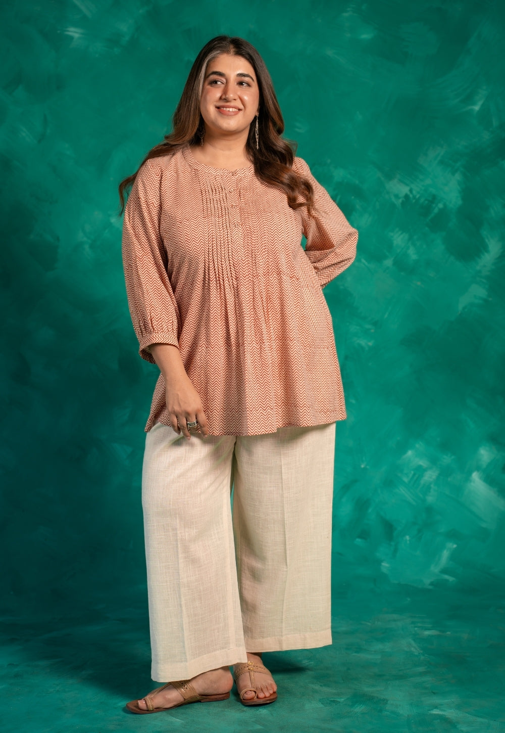 Faria Red Bagru Cotton A Line Short Top