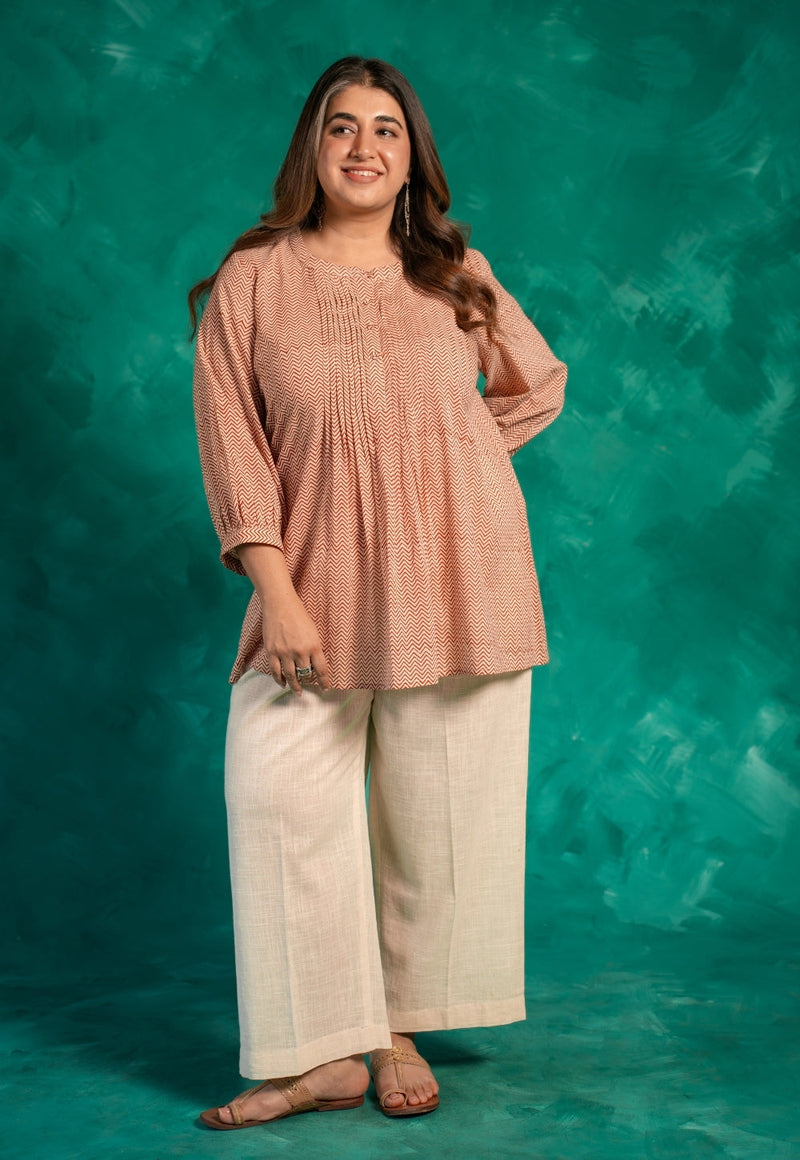 Faria Red Bagru Cotton A Line Short Top