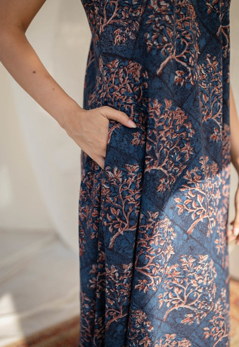 Tashi Halter Neck Cotton Maxi Dress