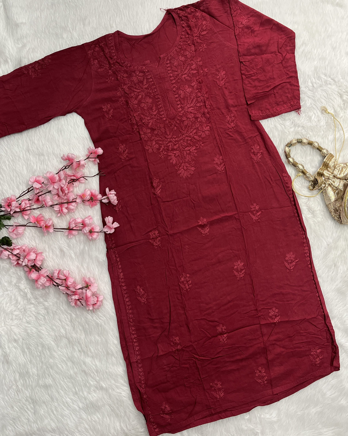 Dina | Chikankari Rayon Long Kurti