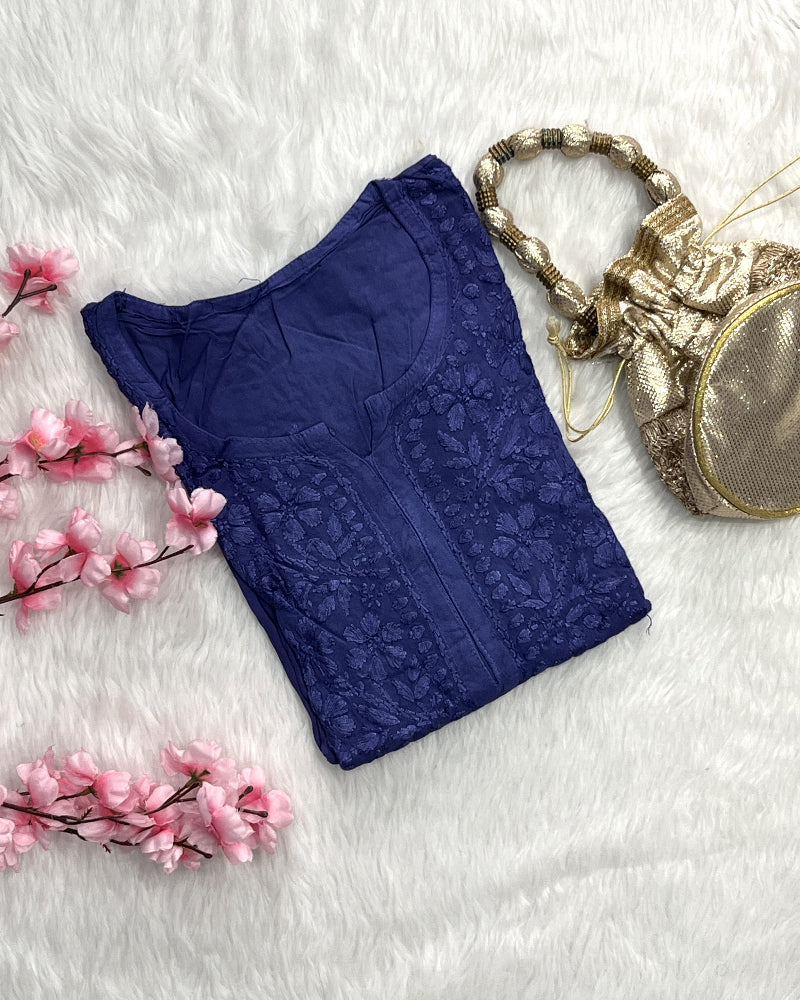 Dina | Chikankari Rayon Long Kurti