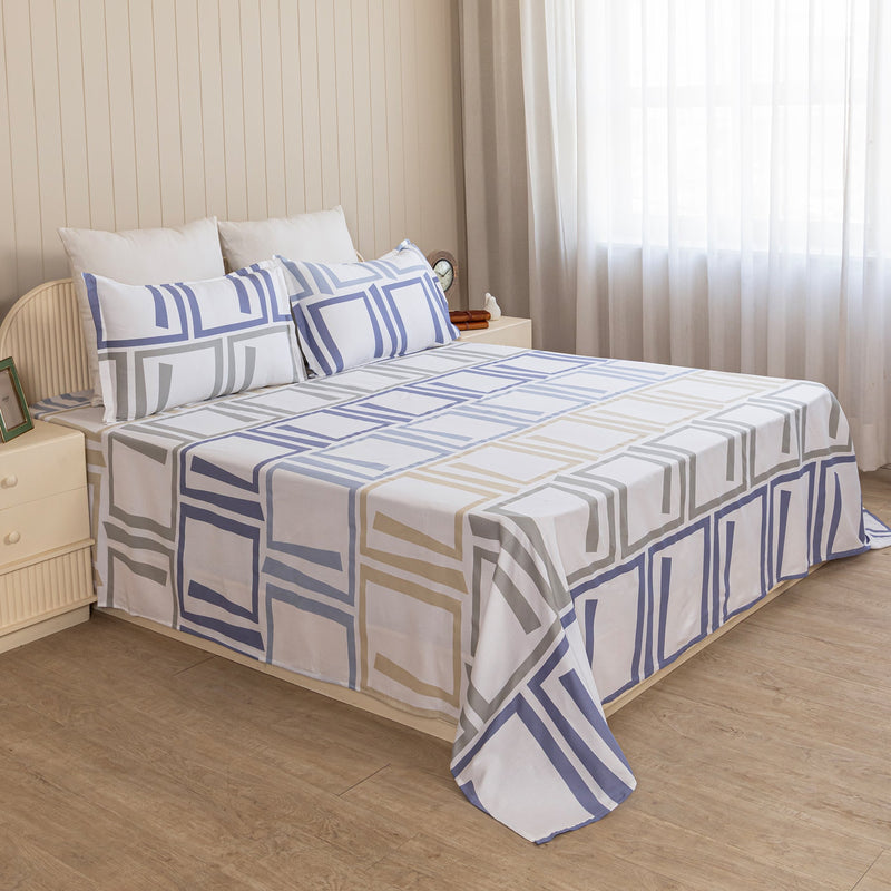 Imprimer Modern Maze - Printed Bedsheet (Multicolor)-2